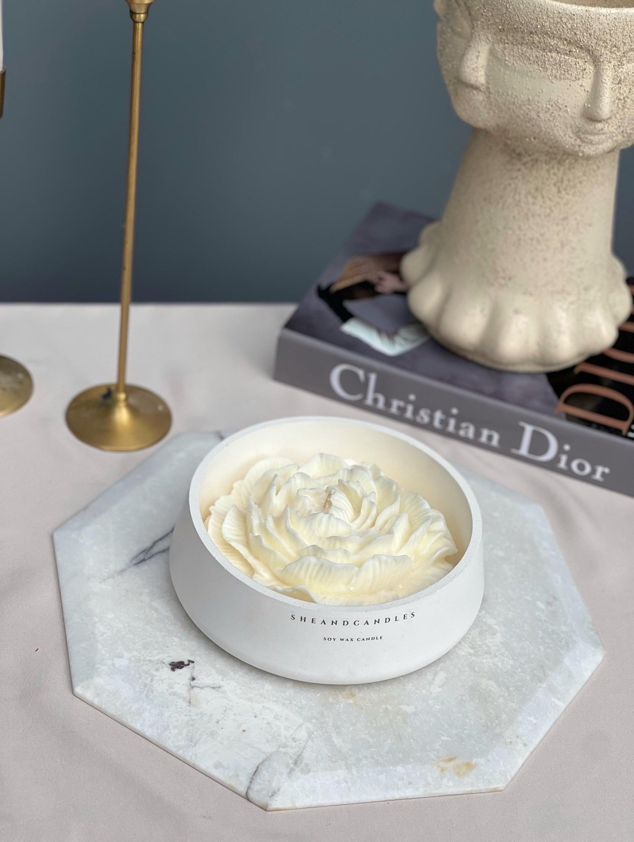 Peony Blossom in Stone Bowl